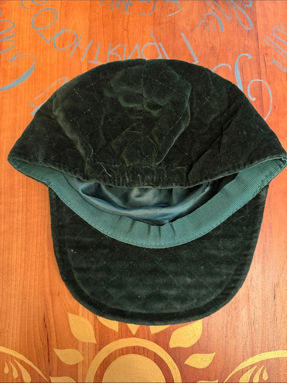 Nordstrom Quilted Velvet Cap in Forest Green